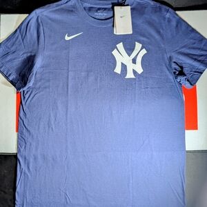 Nike NY Yankee's Fried Men's Lrg Navy Graphic Tee NWT